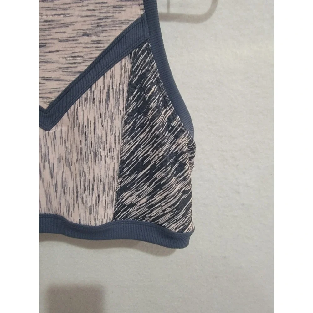Zella Static High Neck Sports Bra‎ Colorblock Marled Space Dye Pink Gray Size L